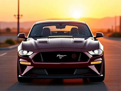 Supercharged Ford Mustang GT parked at sunset